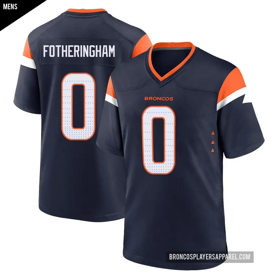 Men&#039;s Denver Broncos &#65283;0 Cole Fotheringham Navy Game Alternate Jersey