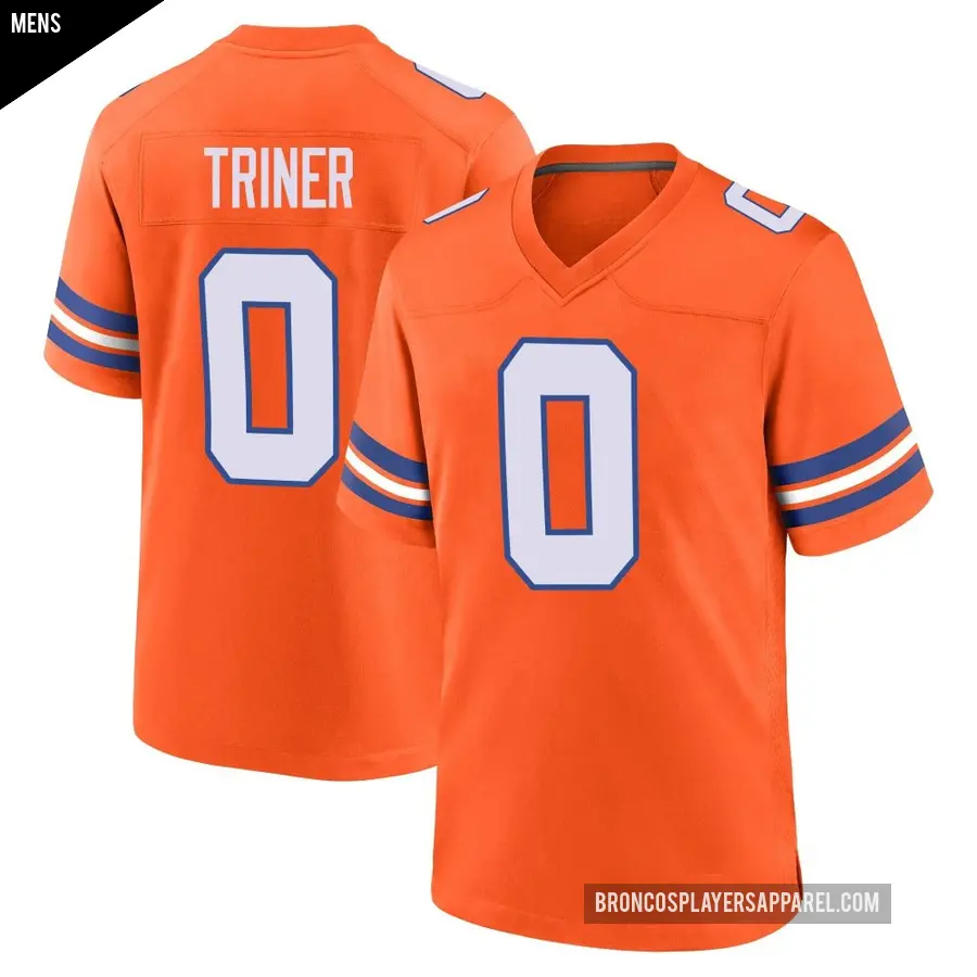 Men's Denver Broncos ＃0 Zach Triner Orange Game Alternate Mile High Collection 1977 Throwback Jersey