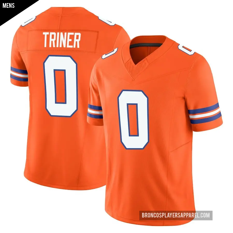 Men's Denver Broncos ＃0 Zach Triner Orange Limited Alternate Vapor F.U.S.E. Mile High Collection 1977 Throwback Jersey