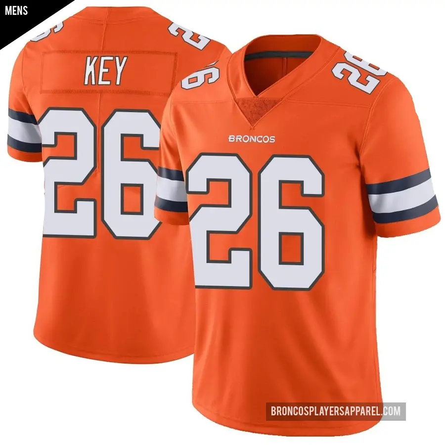 Men&#039;s Denver Broncos &#65283;26 Devon Key Orange Limited Color Rush Vapor Untouchable Jersey