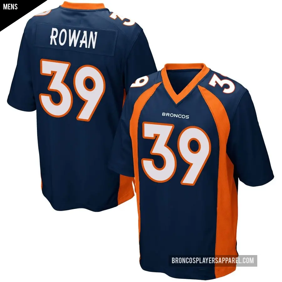 Men's Denver Broncos ＃39 Kyrese Rowan Navy Blue Game Alternate Jersey