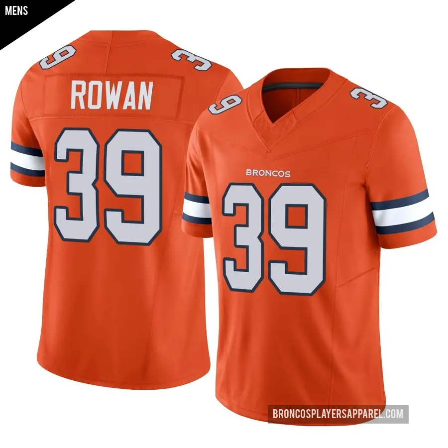 Men's Denver Broncos ＃39 Kyrese Rowan Orange Limited Vapor F.U.S.E. Jersey