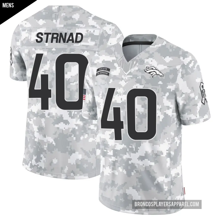 Men's Denver Broncos ＃40 Justin Strnad Arctic Camo Limited 2024 Salute to Service Jersey