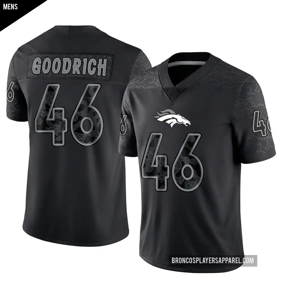 Men's Denver Broncos ＃46 Mario Goodrich Black Limited Reflective Jersey