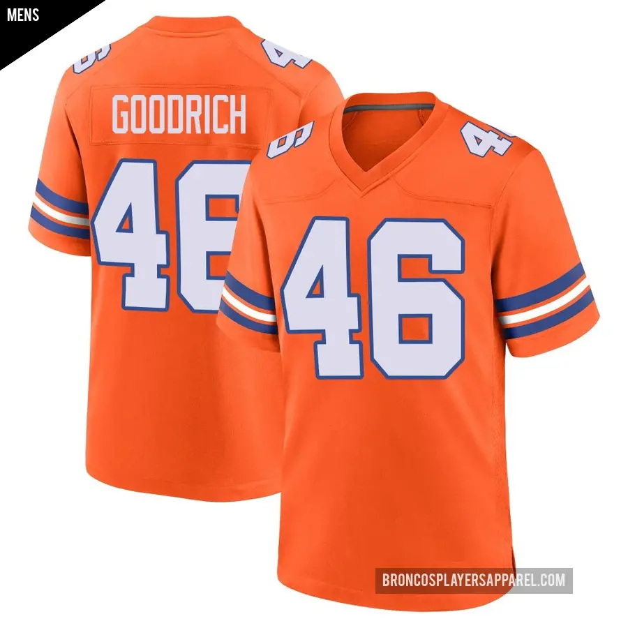 Men's Denver Broncos ＃46 Mario Goodrich Orange Game Alternate Mile High Collection 1977 Throwback Jersey