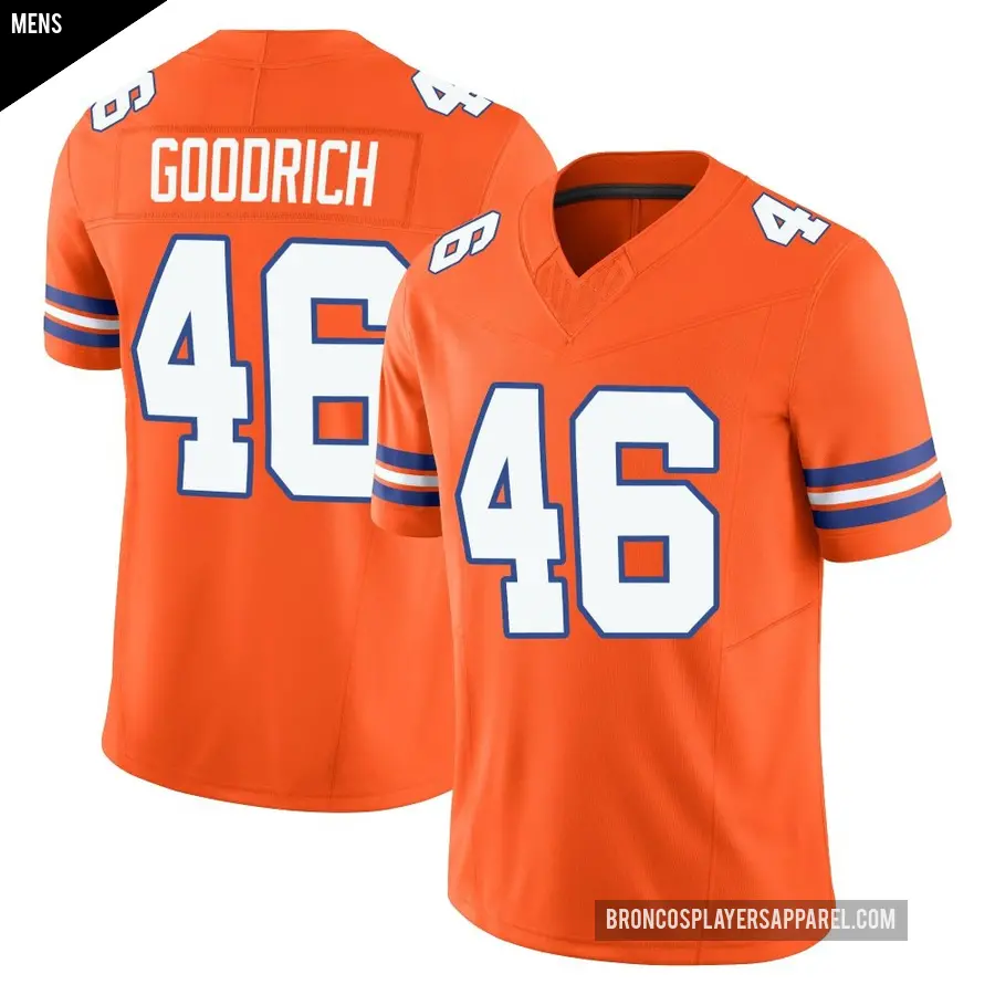 Men's Denver Broncos ＃46 Mario Goodrich Orange Limited Alternate Vapor F.U.S.E. Mile High Collection 1977 Throwback Jersey