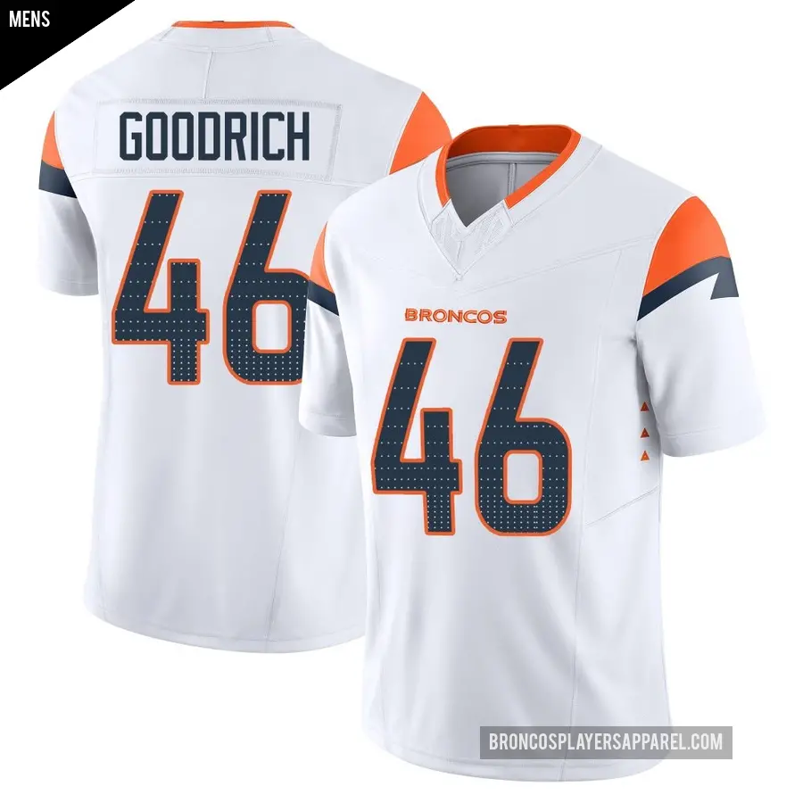 Men's Denver Broncos ＃46 Mario Goodrich White Limited Vapor F.U.S.E. Jersey
