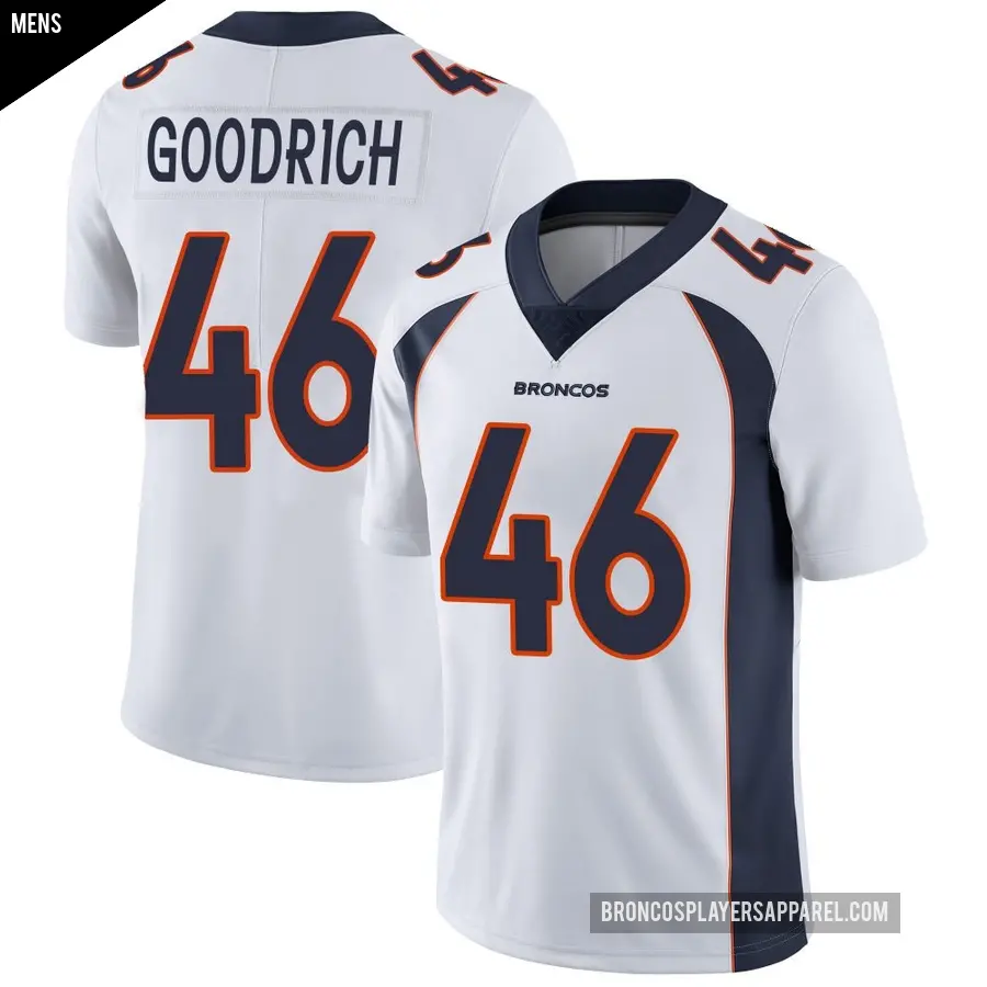 Men's Denver Broncos ＃46 Mario Goodrich White Limited Vapor Untouchable Jersey
