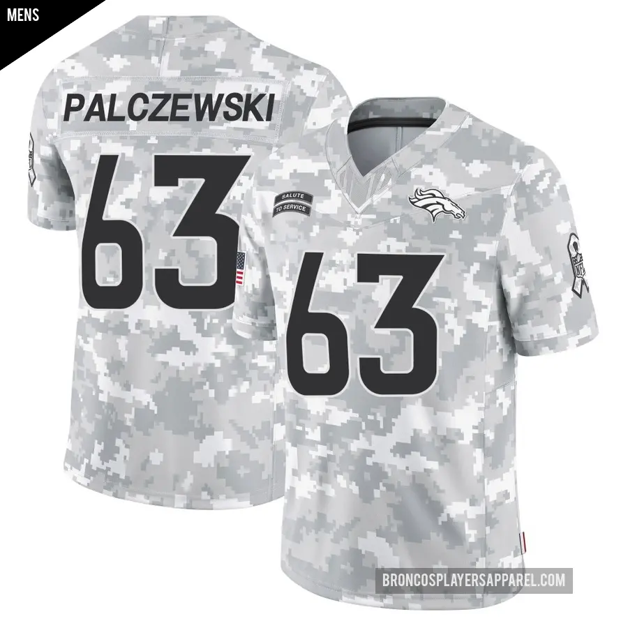 Men's Denver Broncos ＃63 Alex Palczewski Arctic Camo Limited 2024 Salute to Service Jersey