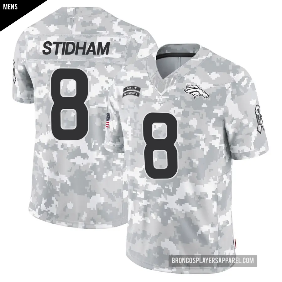 Men's Denver Broncos ＃8 Jarrett Stidham Arctic Camo Limited 2024 Salute to Service Jersey