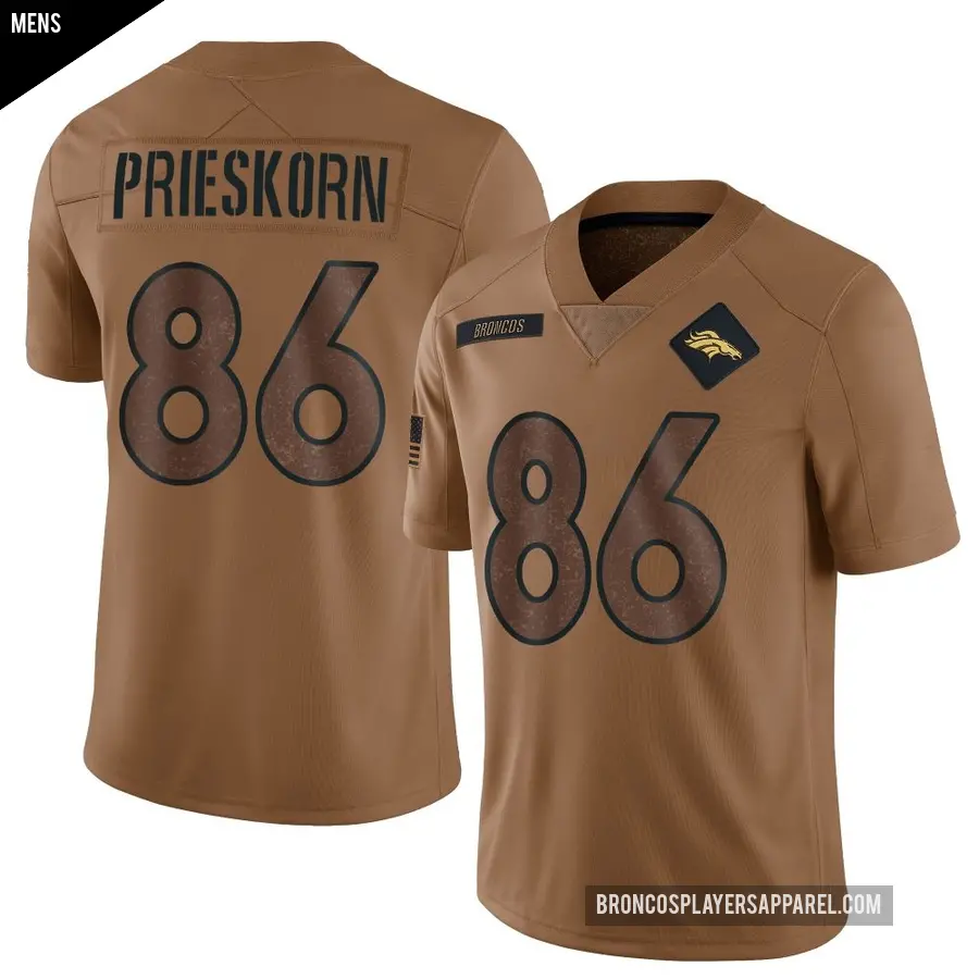 Men's Denver Broncos ＃86 Caden Prieskorn Brown Limited 2023 Salute To Service Jersey
