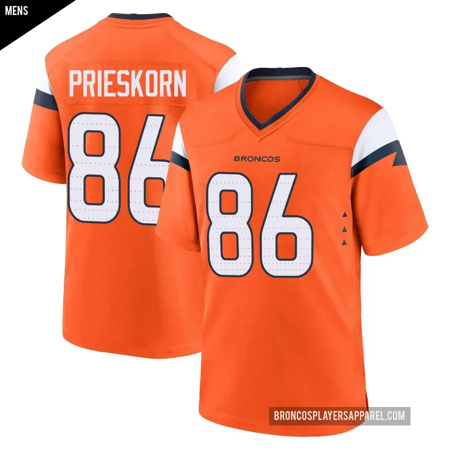 Men's Denver Broncos ＃86 Caden Prieskorn Orange Game Jersey