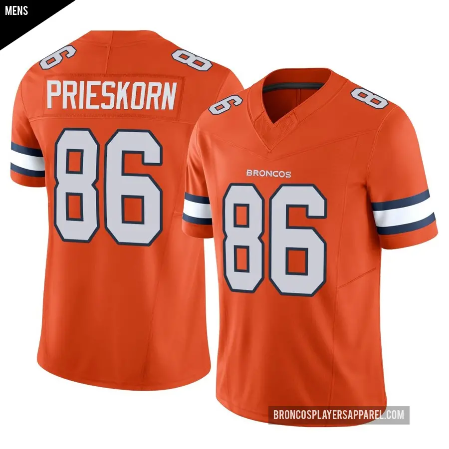 Men's Denver Broncos ＃86 Caden Prieskorn Orange Limited Vapor F.U.S.E. Jersey