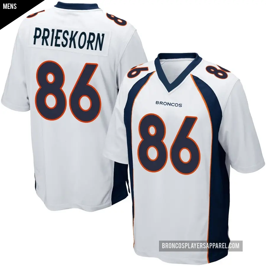 Men's Denver Broncos ＃86 Caden Prieskorn White Game Jersey