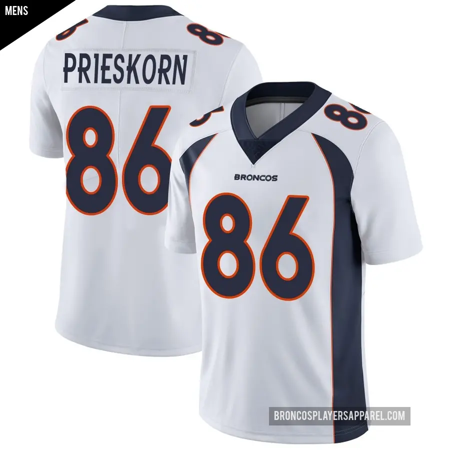 Men's Denver Broncos ＃86 Caden Prieskorn White Limited Vapor Untouchable Jersey