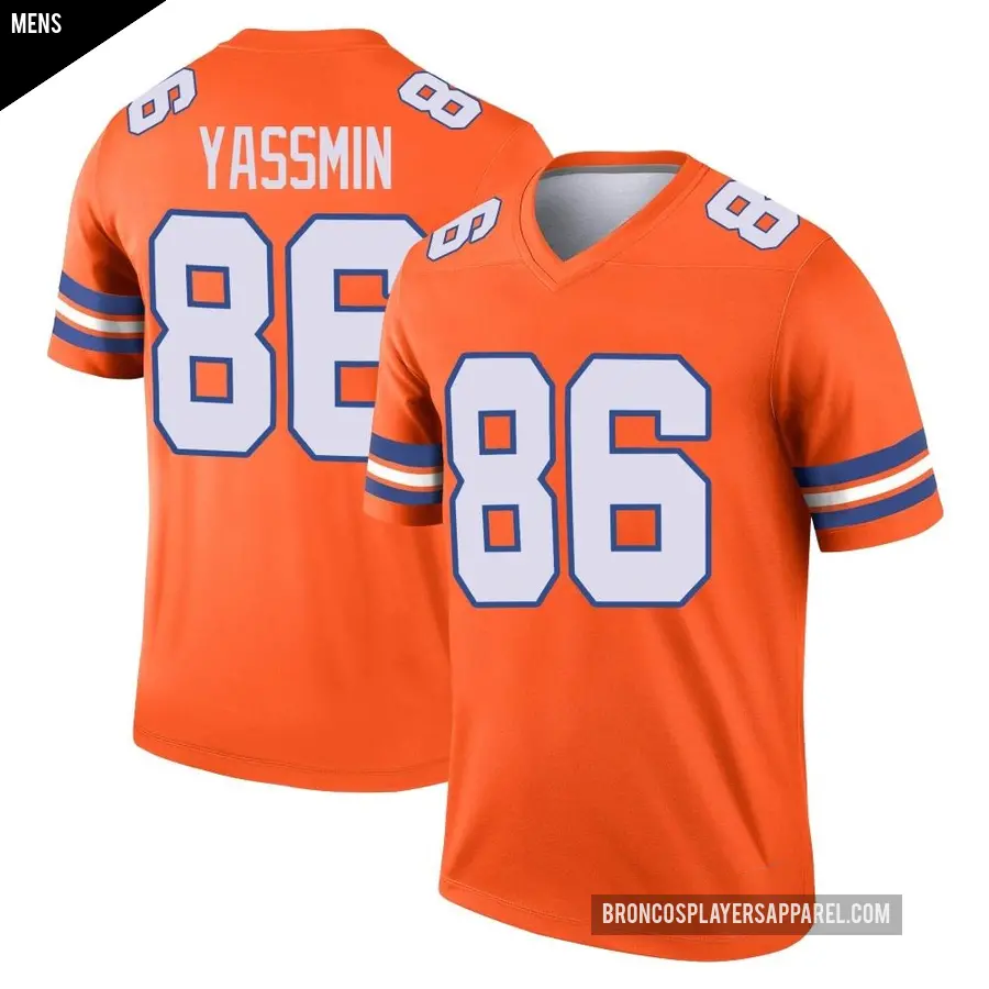 Men's Denver Broncos ＃86 Thomas Yassmin Orange Legend Alternate Mile High Collection 1977 Throwback Jersey