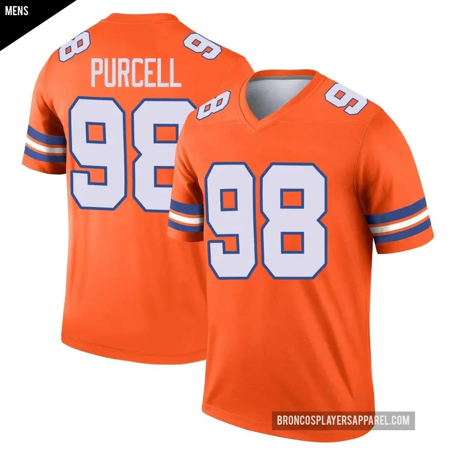 Men's Denver Broncos ＃98 Mike Purcell Orange Legend Alternate Mile High Collection 1977 Throwback Jersey