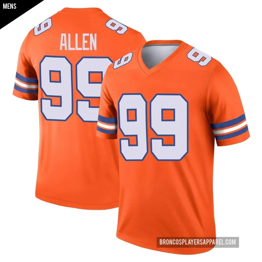 Men's Denver Broncos ＃99 Zach Allen Orange Legend Alternate Mile High Collection 1977 Throwback Jersey