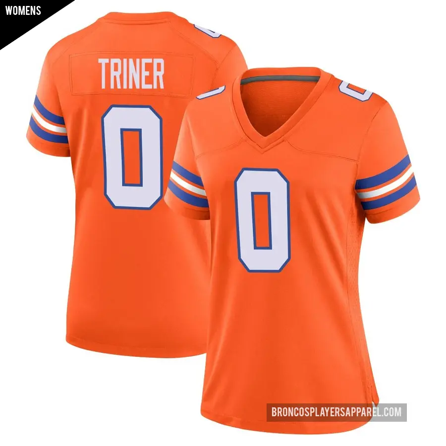 Women's Denver Broncos ＃0 Zach Triner Orange Game Alternate Mile High Collection 1977 Throwback Jersey