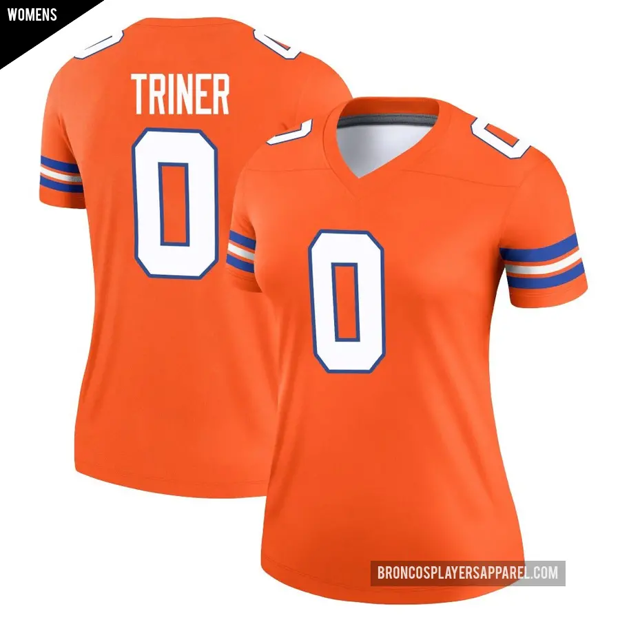 Women's Denver Broncos ＃0 Zach Triner Orange Legend Alternate Mile High Collection 1977 Throwback Jersey
