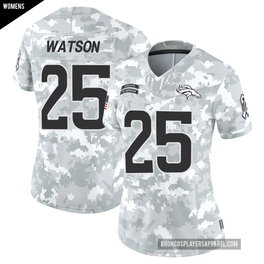 Women's Denver Broncos ＃25 Blake Watson Arctic Camo Limited 2024 Salute to Service Jersey