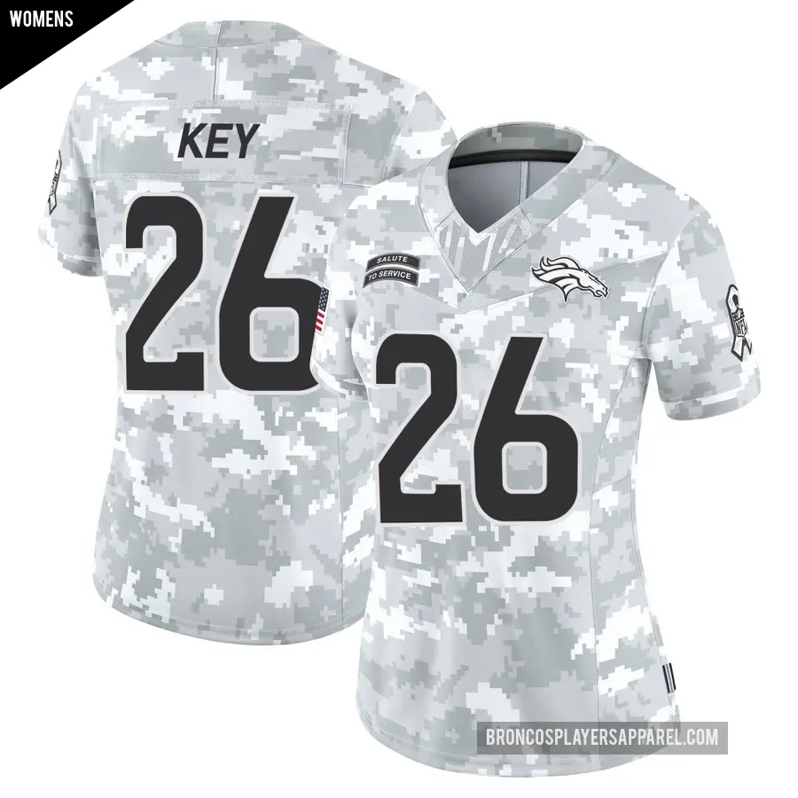 Women's Denver Broncos ＃26 Devon Key Arctic Camo Limited 2024 Salute to Service Jersey