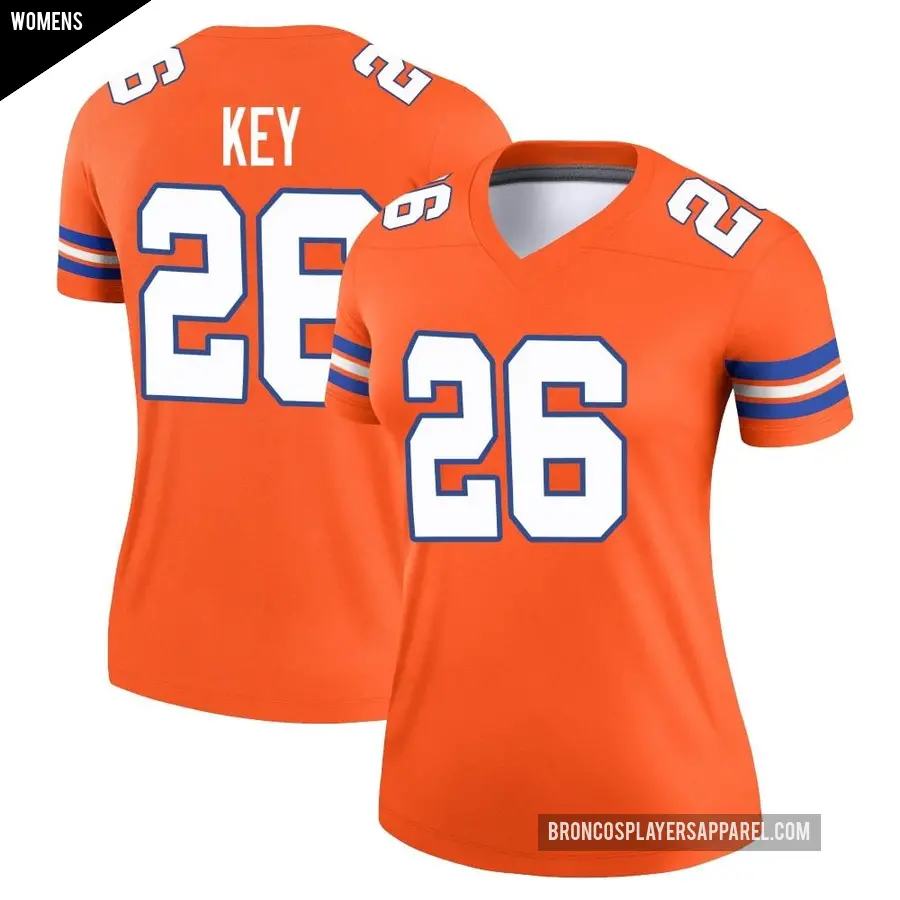 Women's Denver Broncos ＃26 Devon Key Orange Legend Alternate Mile High Collection 1977 Throwback Jersey