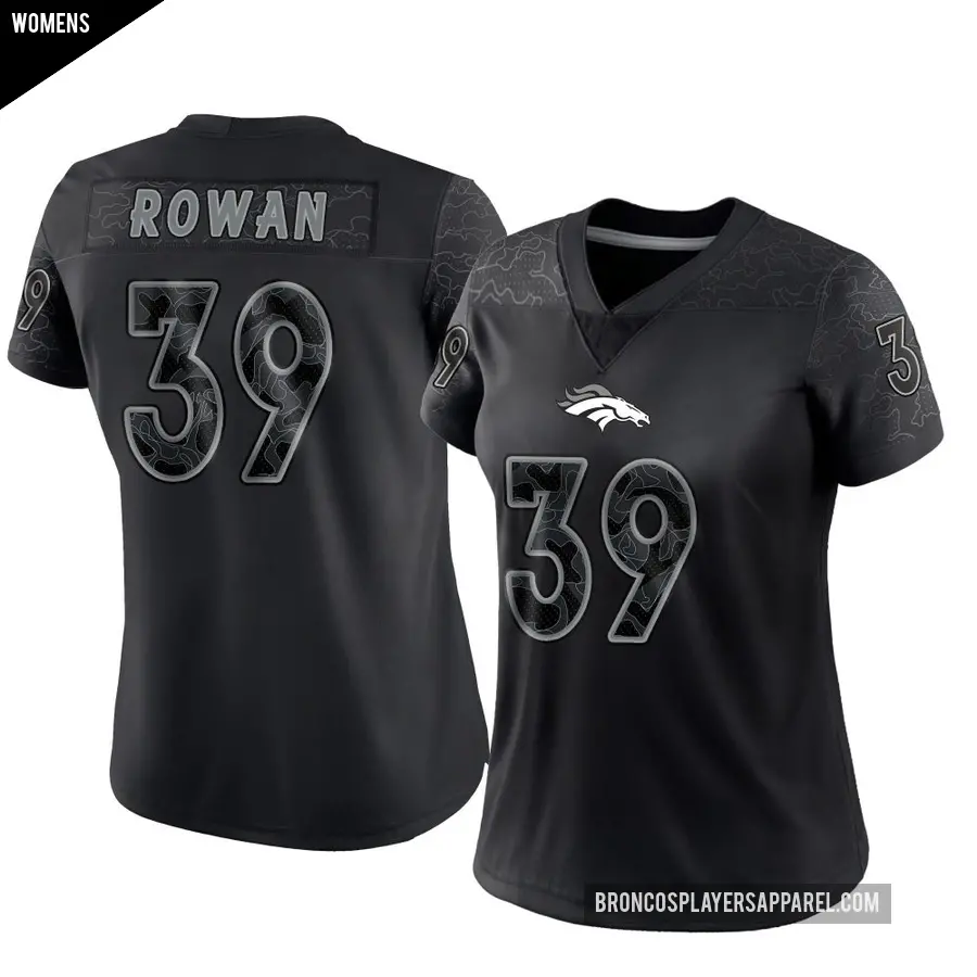 Women's Denver Broncos ＃39 Kyrese Rowan Black Limited Reflective Jersey