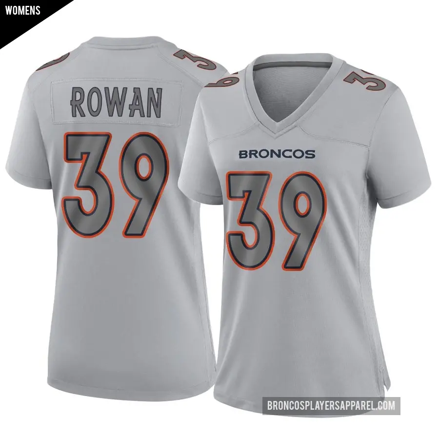 Women's Denver Broncos ＃39 Kyrese Rowan Gray Game Atmosphere Fashion Jersey