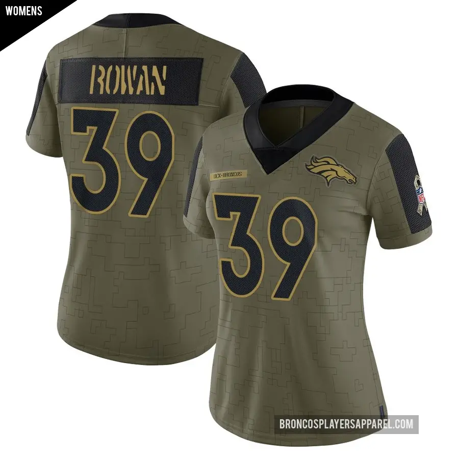 Women's Denver Broncos ＃39 Kyrese Rowan Olive Limited 2021 Salute To Service Jersey