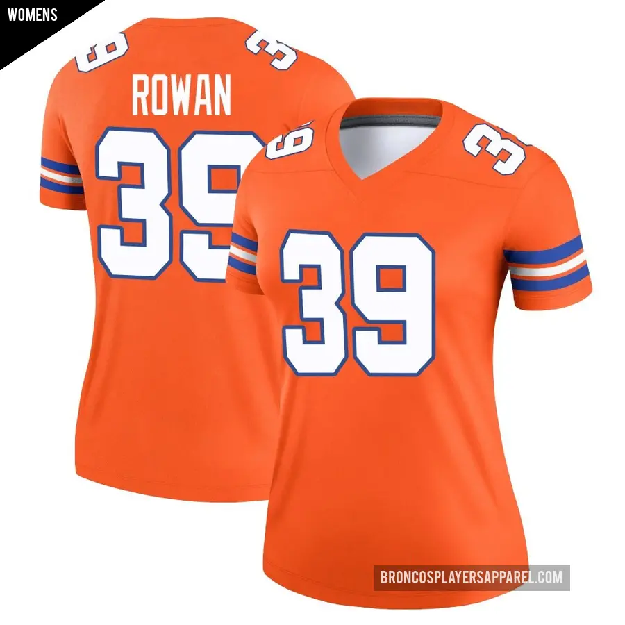 Women's Denver Broncos ＃39 Kyrese Rowan Orange Legend Alternate Mile High Collection 1977 Throwback Jersey