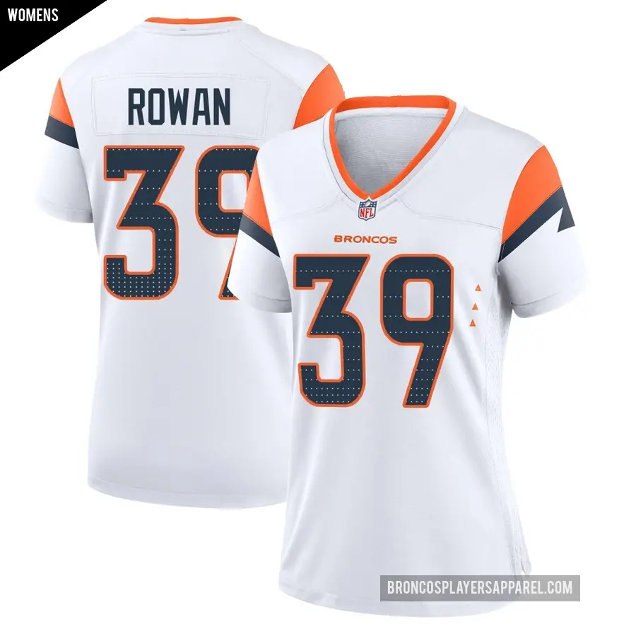 Women's Denver Broncos ＃39 Kyrese Rowan White Game 2nd Jersey