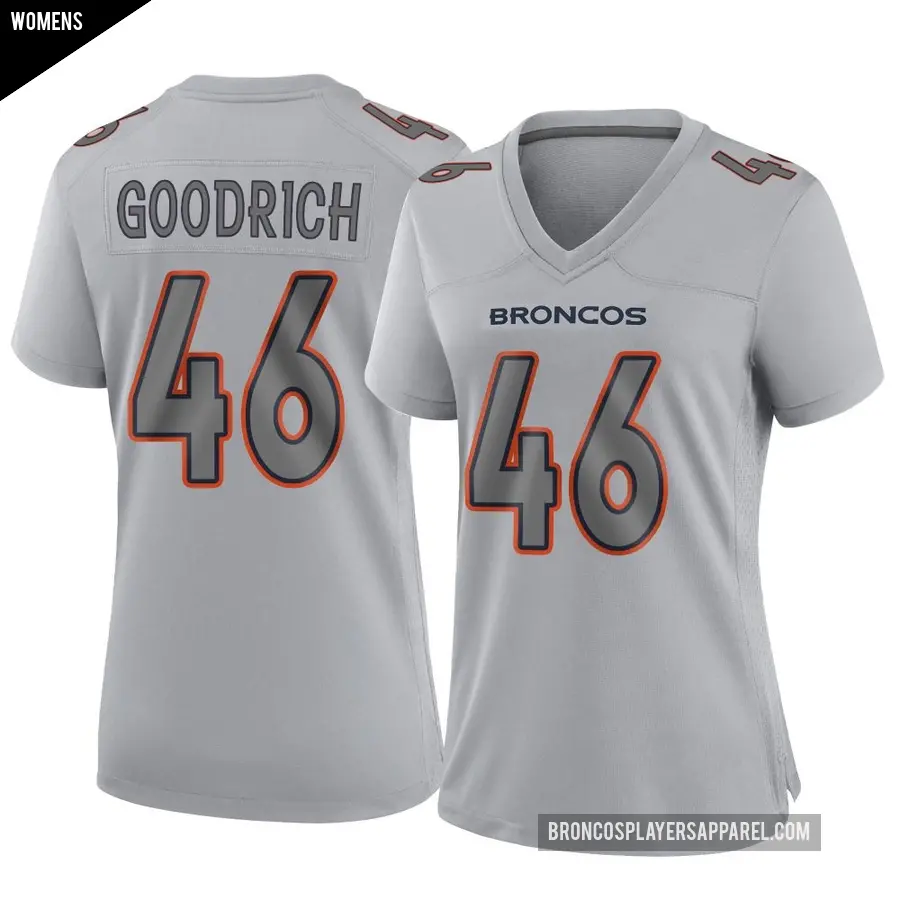 Women's Denver Broncos ＃46 Mario Goodrich Gray Game Atmosphere Fashion Jersey