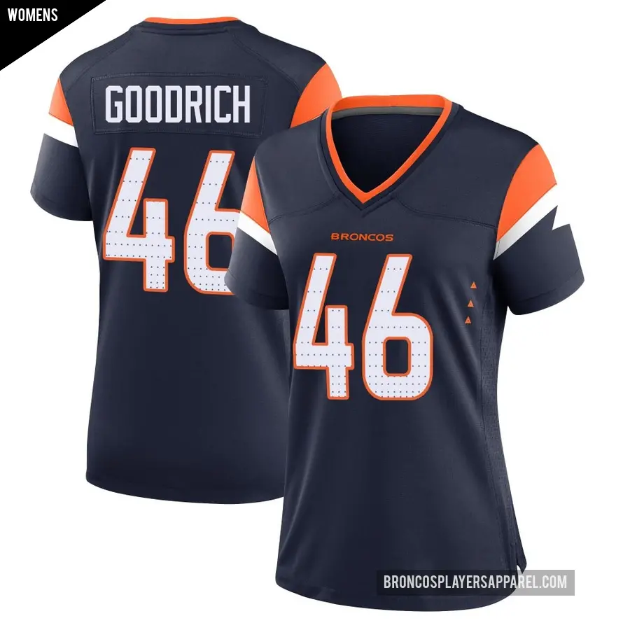 Women's Denver Broncos ＃46 Mario Goodrich Navy Game Alternate Jersey