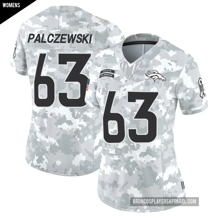 Women's Denver Broncos ＃63 Alex Palczewski Arctic Camo Limited 2024 Salute to Service Jersey
