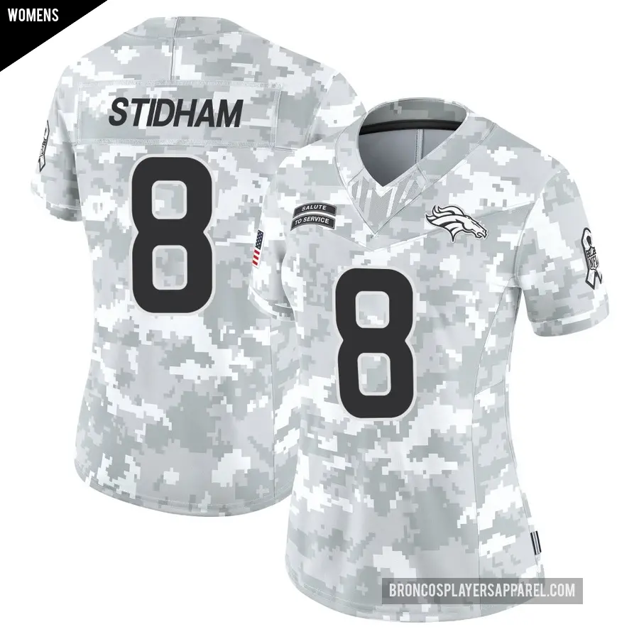 Women's Denver Broncos ＃8 Jarrett Stidham Arctic Camo Limited 2024 Salute to Service Jersey