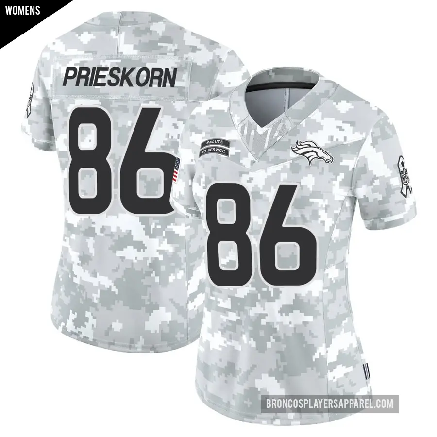 Women's Denver Broncos ＃86 Caden Prieskorn Arctic Camo Limited 2024 Salute to Service Jersey