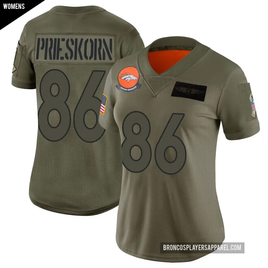 Women's Denver Broncos ＃86 Caden Prieskorn Camo Limited 2019 Salute to Service Jersey