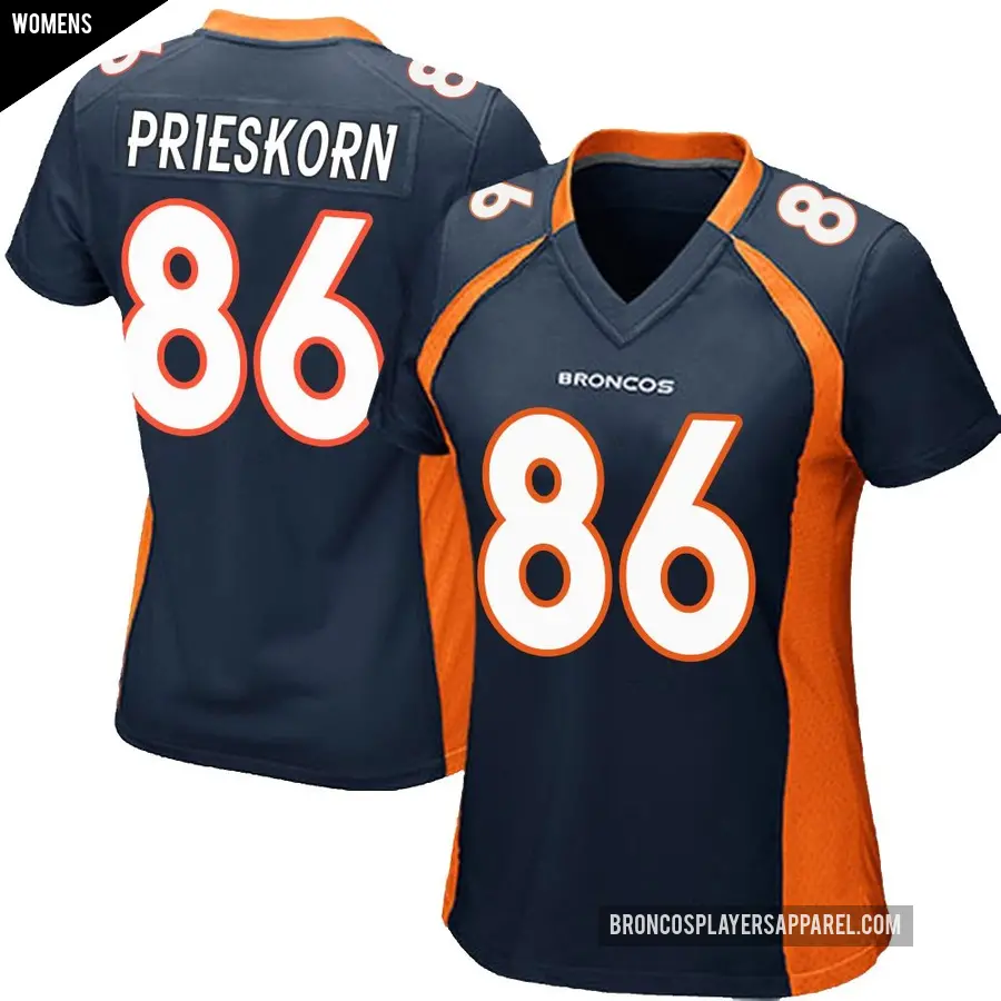 Women's Denver Broncos ＃86 Caden Prieskorn Navy Blue Game Alternate Jersey