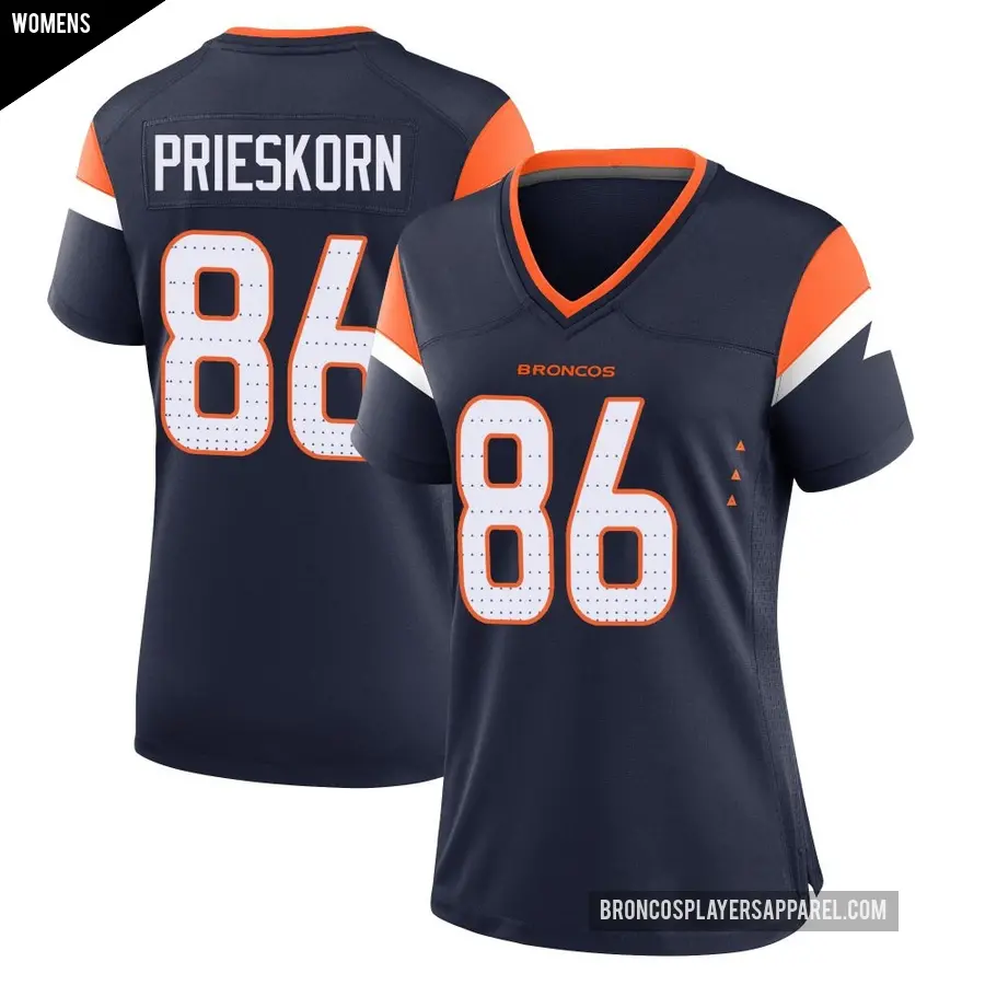 Women's Denver Broncos ＃86 Caden Prieskorn Navy Game Alternate Jersey