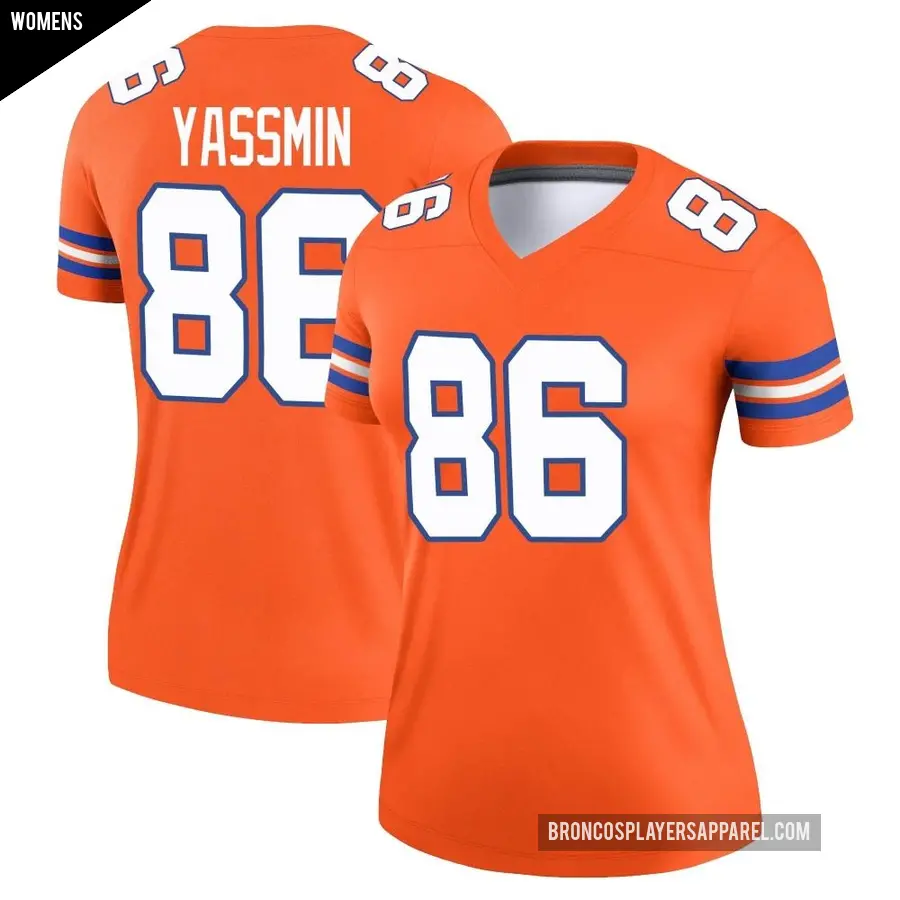 Women's Denver Broncos ＃86 Thomas Yassmin Orange Legend Alternate Mile High Collection 1977 Throwback Jersey