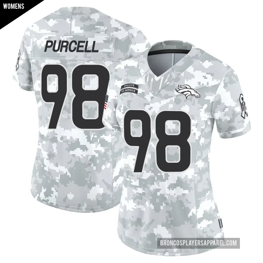 Women's Denver Broncos ＃98 Mike Purcell Arctic Camo Limited 2024 Salute to Service Jersey