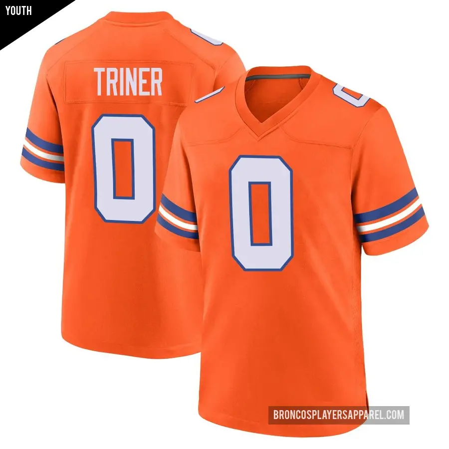 Youth Denver Broncos ＃0 Zach Triner Orange Game Alternate Mile High Collection 1977 Throwback Jersey