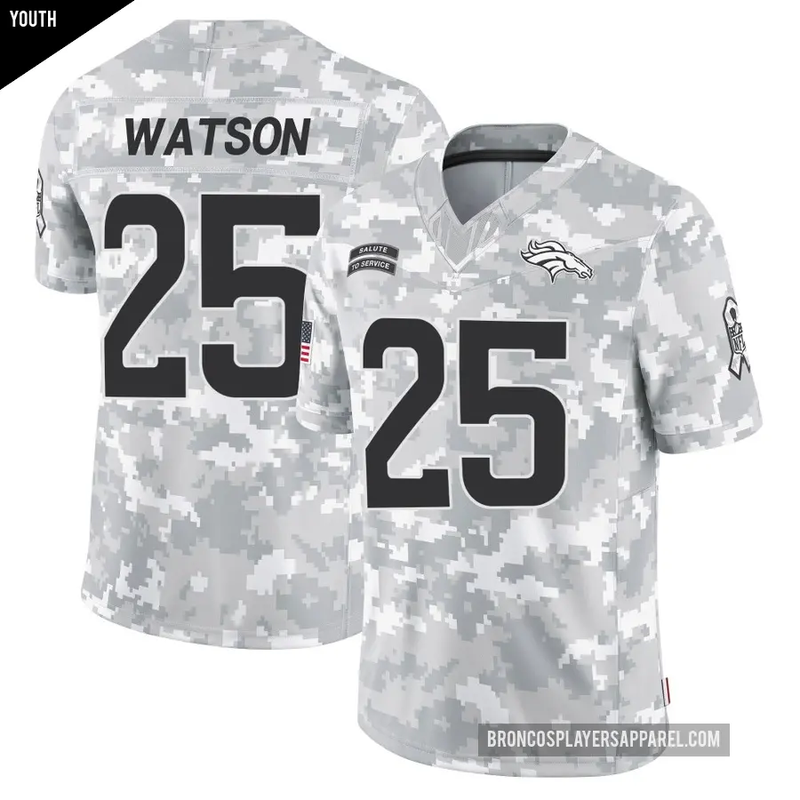 Youth Denver Broncos ＃25 Blake Watson Arctic Camo Limited 2024 Salute to Service Jersey