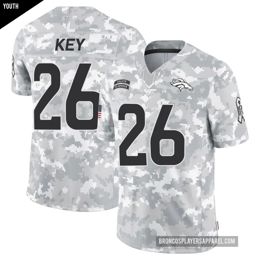 Youth Denver Broncos ＃26 Devon Key Arctic Camo Limited 2024 Salute to Service Jersey