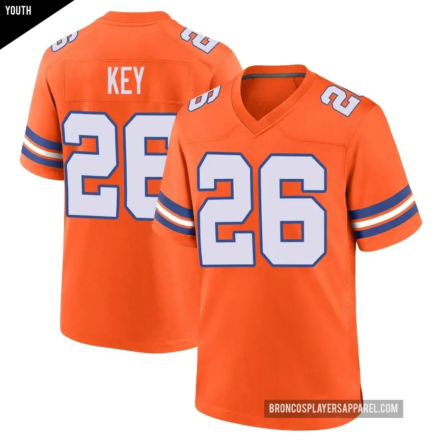 Youth Denver Broncos ＃26 Devon Key Orange Game Alternate Mile High Collection 1977 Throwback Jersey