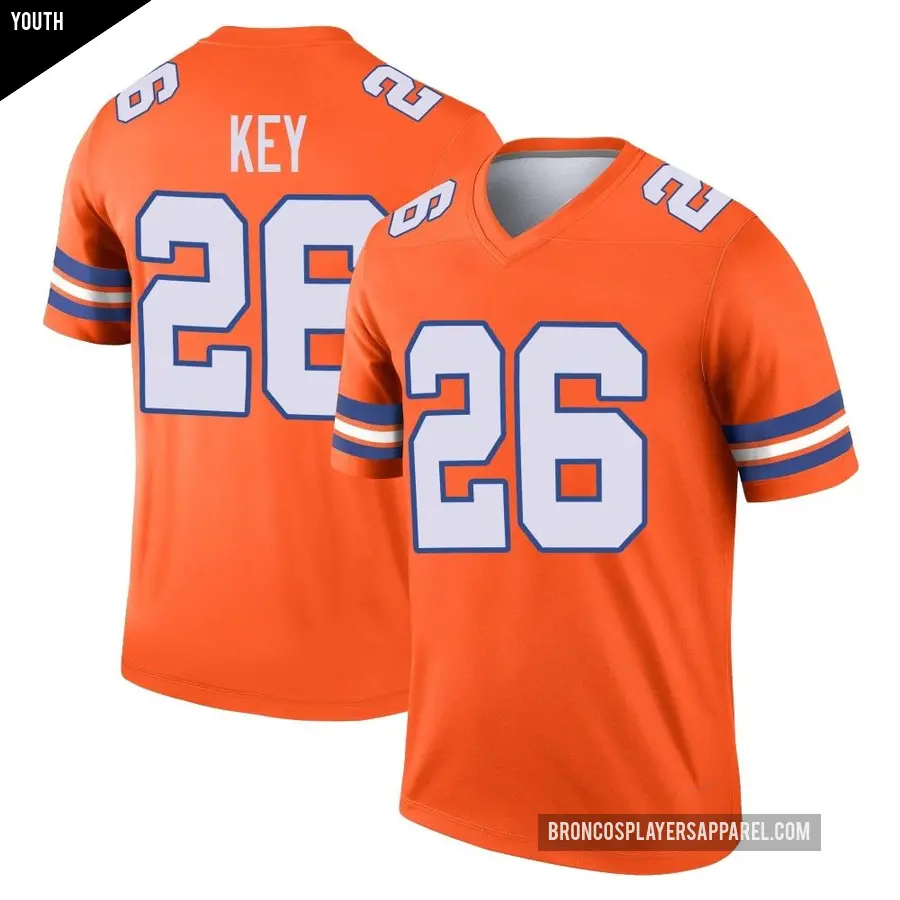 Youth Denver Broncos ＃26 Devon Key Orange Legend Alternate Mile High Collection 1977 Throwback Jersey