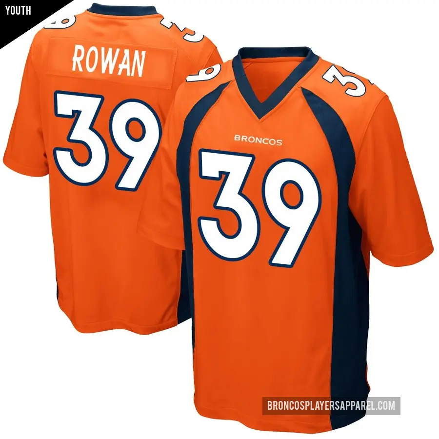 Youth Denver Broncos ＃39 Kyrese Rowan Orange Game Team Color Jersey