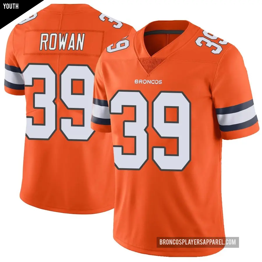 Youth Denver Broncos ＃39 Kyrese Rowan Orange Limited Color Rush Vapor Untouchable Jersey