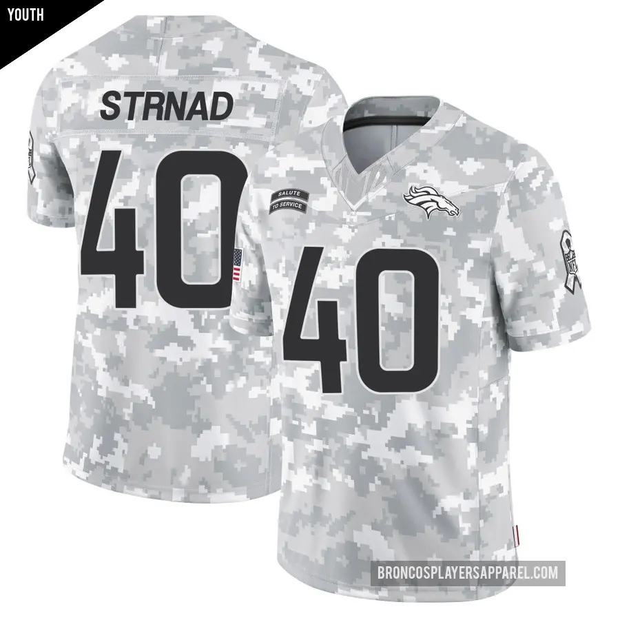 Youth Denver Broncos ＃40 Justin Strnad Arctic Camo Limited 2024 Salute to Service Jersey